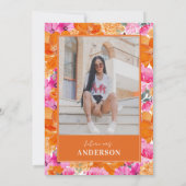 フォトピンク&オレンジガーデン鮮やかブライダルシャワー 招待状 (裏面)