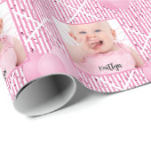 フォトピンク/ホワイトのシンプルパタストライプーン ラッピングペーパー (ロールコーナー)