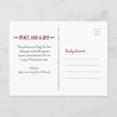 フォトピースラブジョイシックモダンタイポグラフィカスタム シーズンポストカード (裏面)