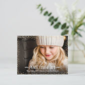 フォトピースラブジョイシックモダンタイポグラフィカスタム シーズンポストカード (スタンド正面)