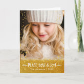 フォトピースラブジョイ引用文スクリプト金ゴールドスターモダン シーズンカード (正面)