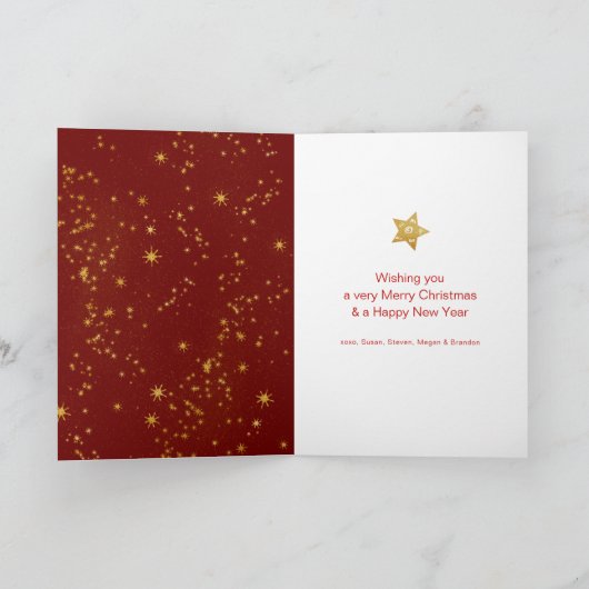 フォトピースラブジョイ引用文スクリプト金ゴールドスターモダン シーズンカード (内部)