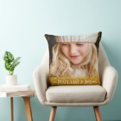 フォトピースラブジョイ引用文金ゴールドスターズホリデイ名 クッション (椅子)