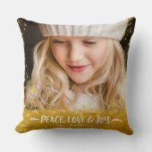 フォトピースラブジョイ引用文金ゴールドスターズホリデイ名 クッション (正面)