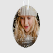 フォトピースラブジョイ金ゴールドスノーフレークシックなクリスマス オーナメント (正面)