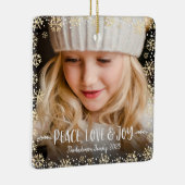 フォトピースラブジョイ金ゴールドスノーフレークシッククリスマス セラミックオーナメント (右)