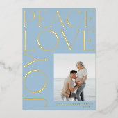 フォトピースラブジョイ金ゴールドタイポグラフィクリスマス 箔シーズンカード (正面)