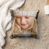 フォトピースラブジョイ金ゴールド雪片はっきりしたモダン クッション (ブランケット)