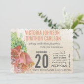 フォトピーチとミント結婚のタイポグラフィ結婚ズ 招待状 (スタンド正面)