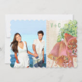 フォトピーチとミント結婚のタイポグラフィ結婚ズ 招待状 (裏面)