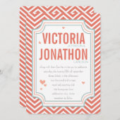 フォトピーチアンドミントジグザグザクタイポグラフィ結婚ズ 招待状 (正面/裏面)