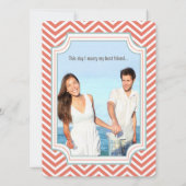 フォトピーチアンドミントジグザグザクタイポグラフィ結婚ズ 招待状 (裏面)