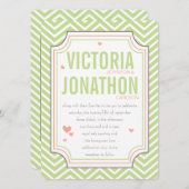 フォトピーチライムジグザクタイポグラフィ結婚ズ 招待状 (正面/裏面)