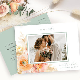 フォトピーチ赤面とセージ結婚式の日付を保存 案内ポストカード