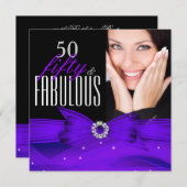 フォトファブラス50パープルダイヤモンド誕生日パーティー 招待状 (正面/裏面)