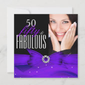 フォトファブラス50パープルダイヤモンド誕生日パーティー 招待状 (正面)
