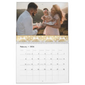フォトファミモダンリエレガントゴールドフォイルフローラ カレンダー (2月 2026)