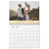 フォトファミモダンリエレガントゴールドフォイルフローラ カレンダー (3月 2026)