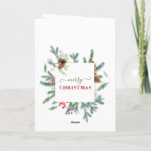 フォトファミリーお祝いのクリスマスリース カード (裏面)