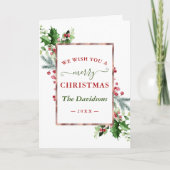 フォトファミリーお祝いのクリスマスリース カード (正面)