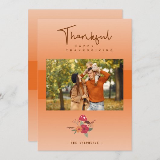 フォトファミリーオレンジ透明感謝祭 シーズンカード (正面/裏面)