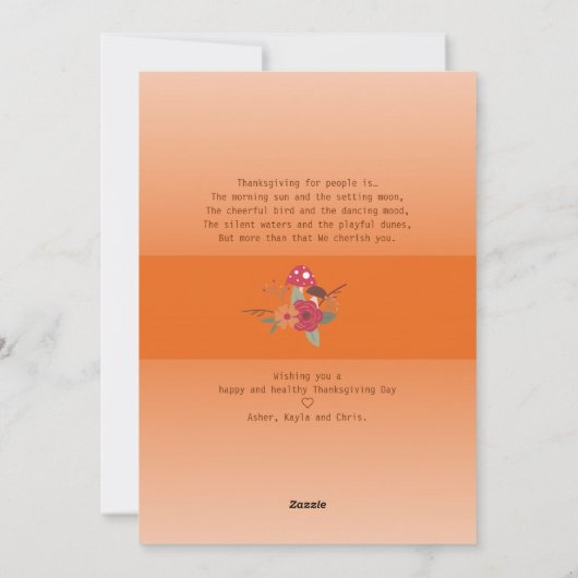 フォトファミリーオレンジ透明感謝祭 シーズンカード (裏面)