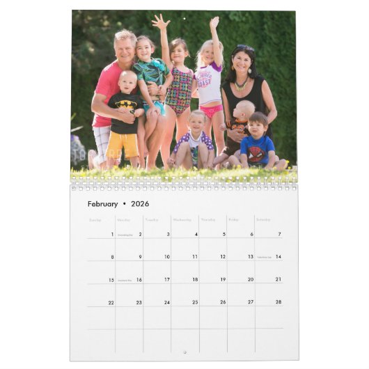 フォトファミリーカレンダーベビーの初めてのクリスマス カレンダー (2月 2026)