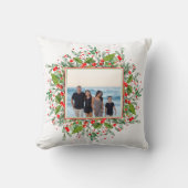 フォトファミリークリスマスグリーンレッド クッション (正面)