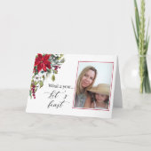 フォトファミリークリスマスポインセチア折り畳みカード カード (正面)