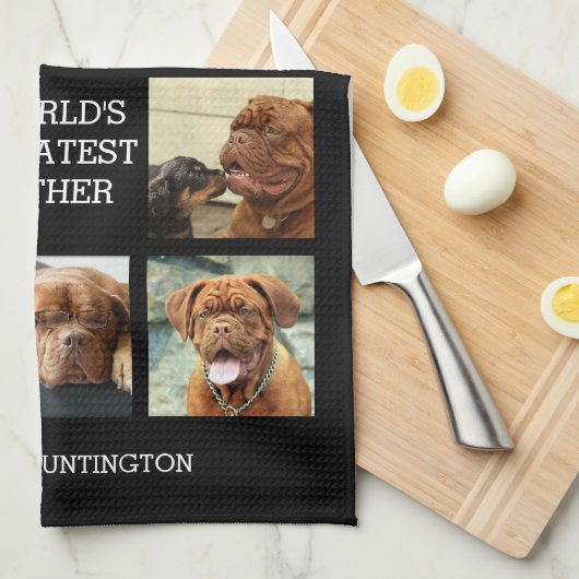 フォトファミリーコラージモンタージエピックおもしろい キッチンタオル (四つ折り)