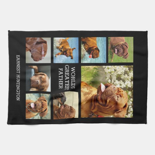 フォトファミリーコラージモンタージエピックおもしろい キッチンタオル (横)