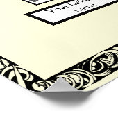 フォトファミリーツリーのヴィンテージ縁どがクリームに旋回 ポスター (角)