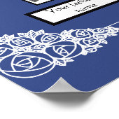 フォトファミリーツリーバラ縁どスケッチオンブルー ポスター (角)