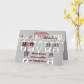 フォトファミリーツリーピンクフラクタルツリーグレー カード (黄色い花)