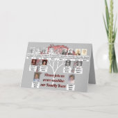 フォトファミリーツリーピンクフラクタルツリーグレー カード (正面)