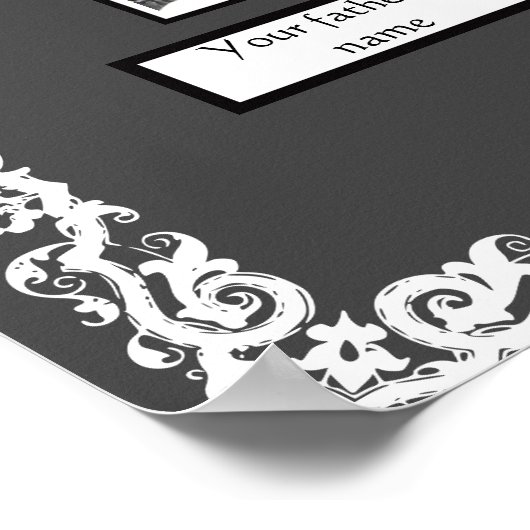 フォトファミリーツリーレース縁どダークグレーに見える ポスター (角)