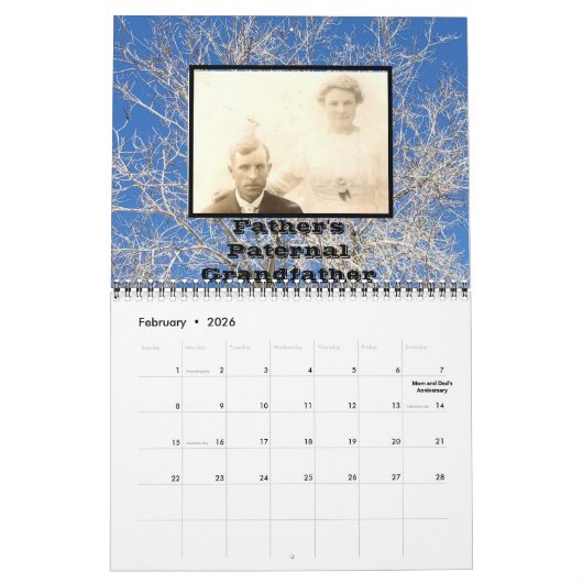 フォトファミリーツリー12フォトツリー写真カレンダー カレンダー (2月 2026)