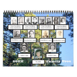 フォトファミリーツリー12枚の写真の背景カレンダー カレンダー