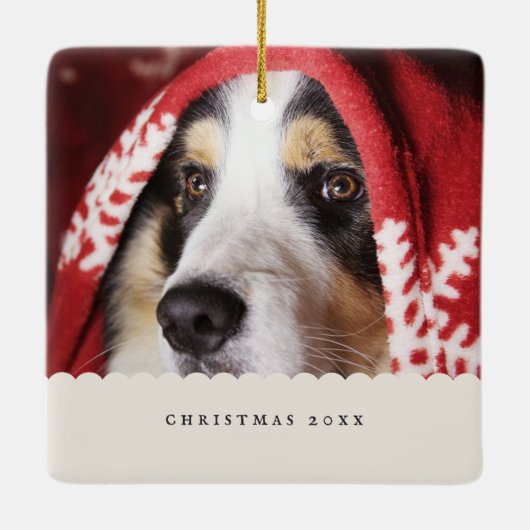 フォトファミリーネーム両面クリスマス写真C セラミックオーナメント (裏面)