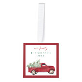 フォトファミリーパーソナライズされたコラージュクリスマストラック キューブオーナメント (正面)