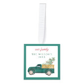 フォトファミリーパーソナライズされたコラージュクリスマストラック キューブオーナメント (正面)