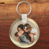 フォトファミリーパーソナライズされたポートレートゴールデンキーチェーン キーホルダー (正面)