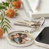 フォトファミリーパーソナライズされたポートレートゴールデン キーホルダー (正面右)