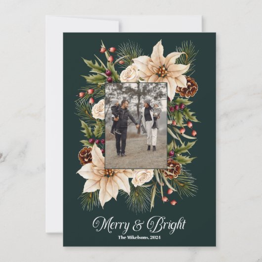 フォトファミリーメリーと明るいクリスマス シーズンカード (正面)