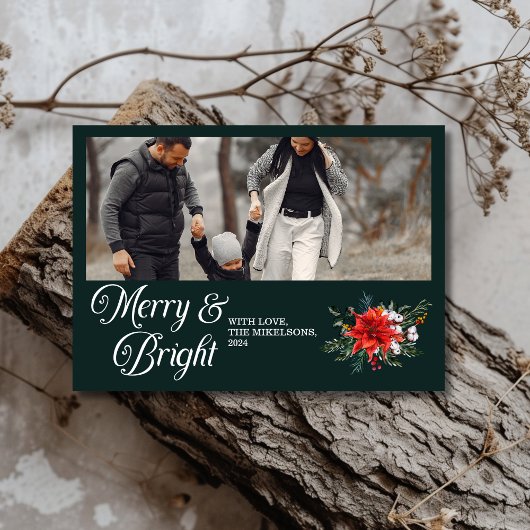 フォトファミリーメリーと明るいクリスマス シーズンカード