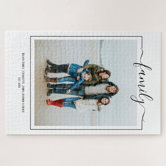 フォトファミリーユニークタイポグラフィパーソナライズされたDIY ジグソーパズル (横)