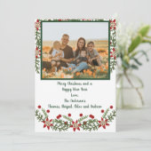 フォトファミリーレッドグリーンクリスマスカード (スタンド正面)