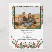 フォトファミリーレッドグリーンクリスマスカード (正面/裏面)