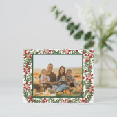 フォトファミリーレッドグリーンフローラクリスマス ポストカード (スタンド正面)