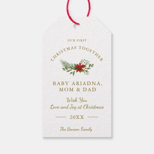 フォトファミリー初めてのクリスマスベビーポインセチア ギフトタグ (裏面)
